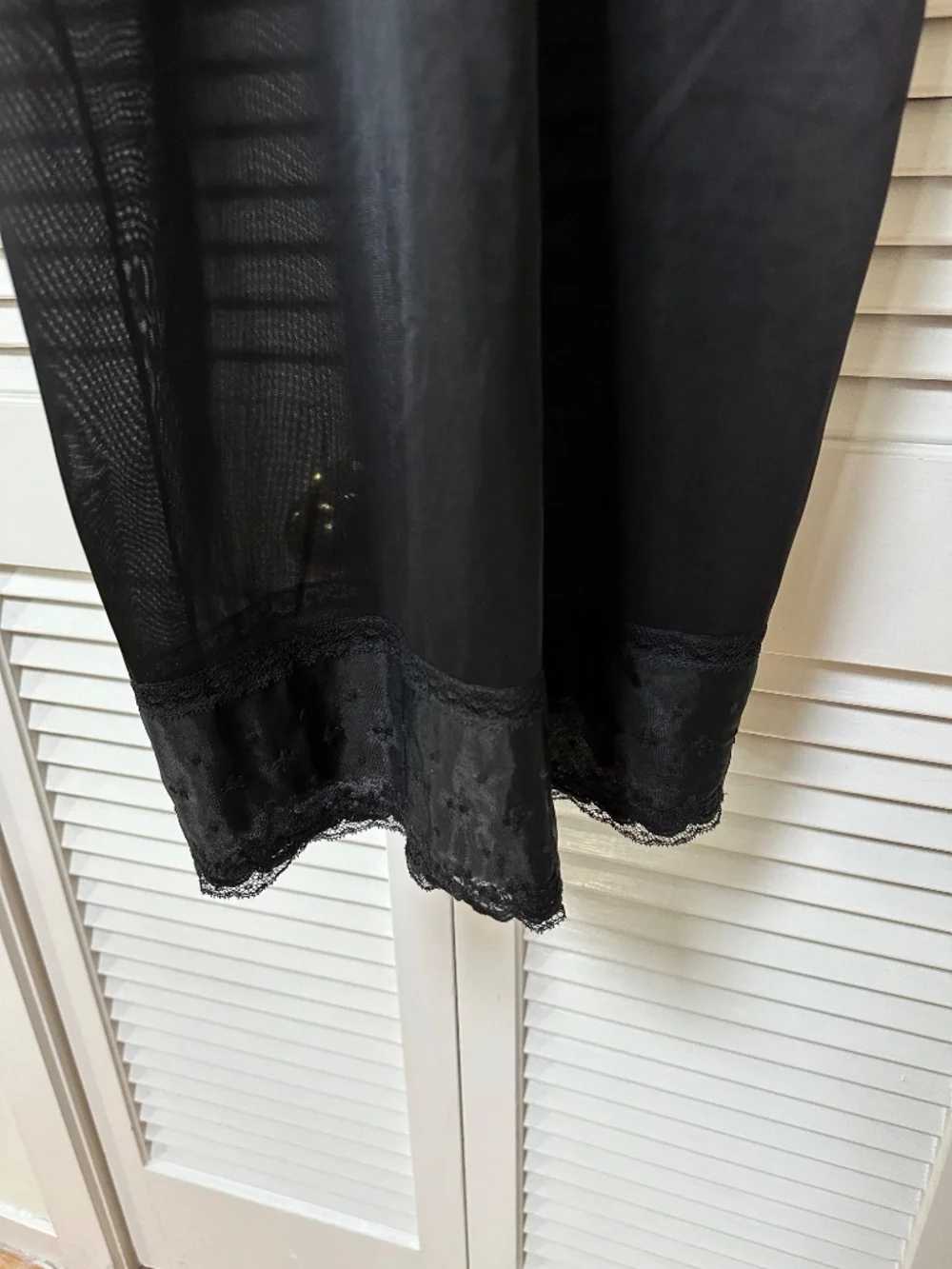 Vintage Full Slip Black Nylon Lace Nightie Small - Picture 6 of 16